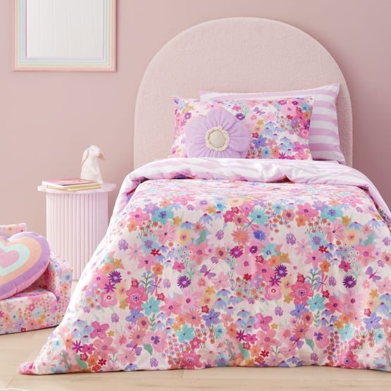 Flora Bright Multi Velvet Quilt Cover Set