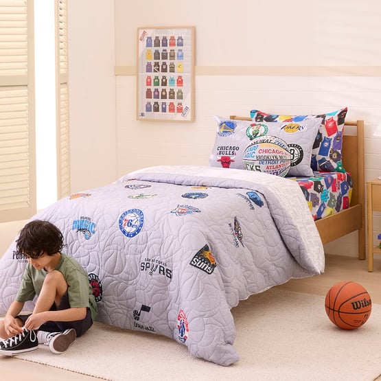 NBA Grey Marle Quilted Quilt Cover Set