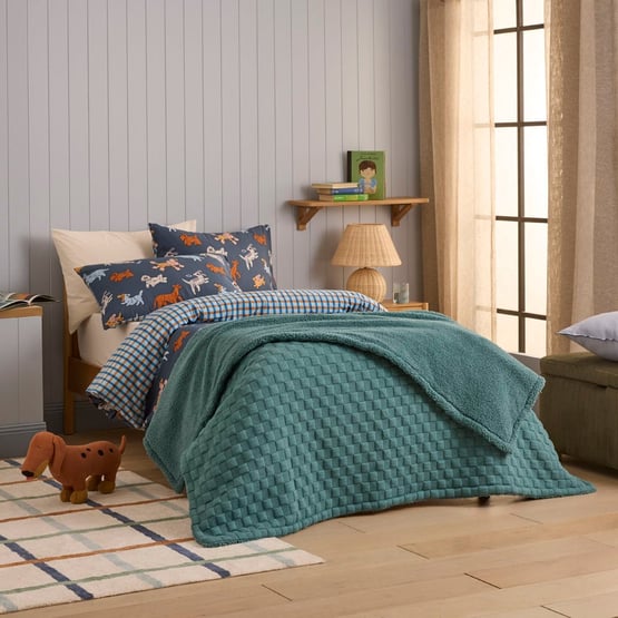 Checkerboard Green Marle Jersey Sherpa Blanket