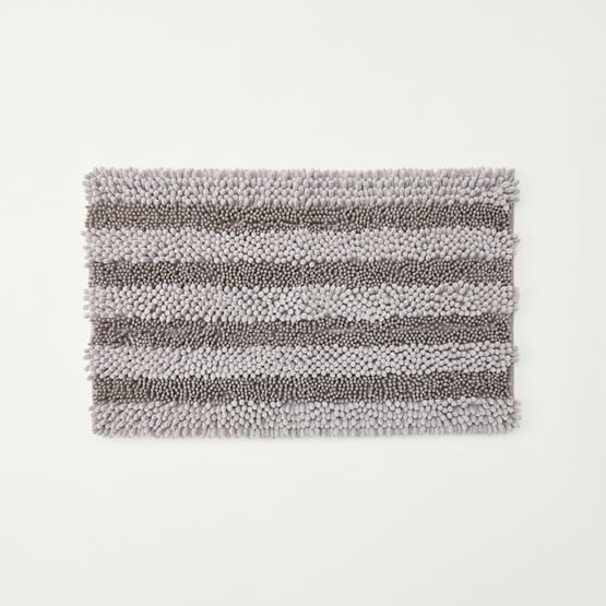 Microplush Grey Marle Stripe Bobble Bath Mat