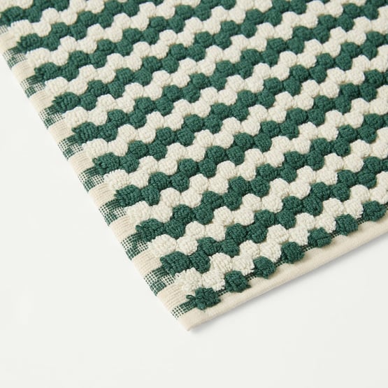 European Lola Forest Green & Natural Turkish Cotton Bath Mat