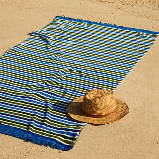 Coogee Blue & Green Luxe Velour Beach Towel