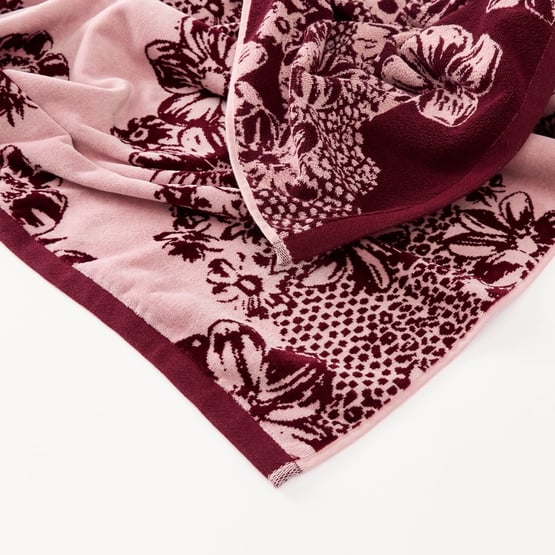 Diagonal Floral Stripe Luxe Velour Beach Towel