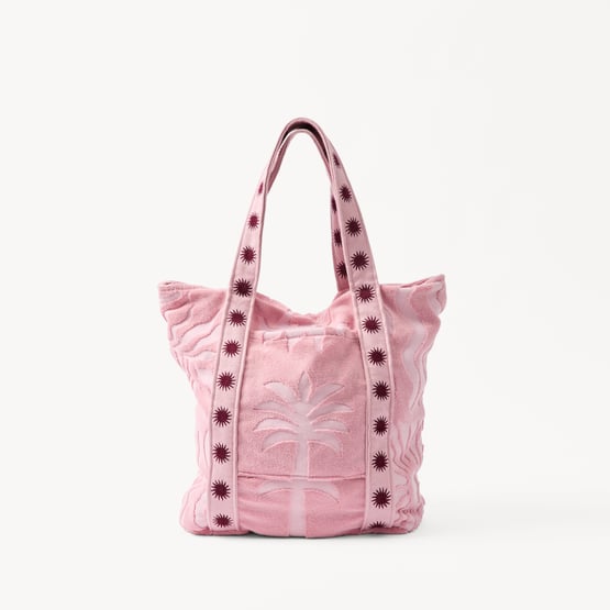 Pink Motif Terry Textured Beach Tote