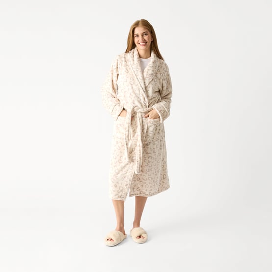 Printed Natural Leopard Ultra Soft Robe