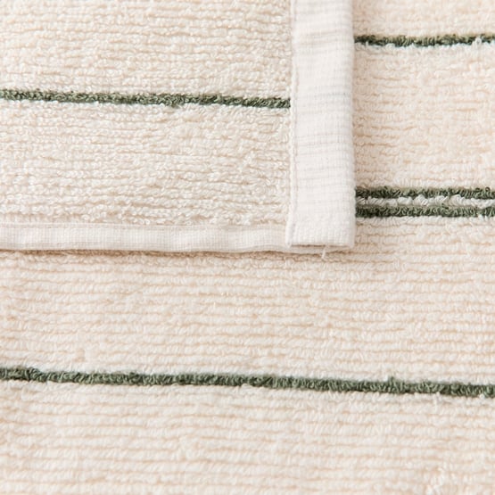 Hudson Moss & Natural Stripe Towel Range