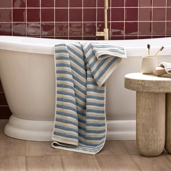 Greenwich Sea Blue Stripe Towel Range