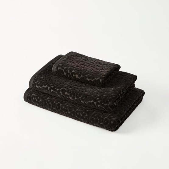 Leopard Black Textured Towel Range