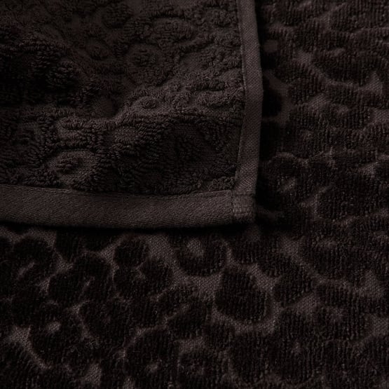 Leopard Black Textured Towel Range