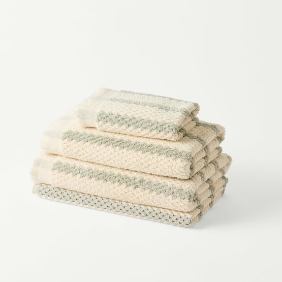European Kadikoy Stripe Seaspray & Natural Turkish Cotton Towel Range