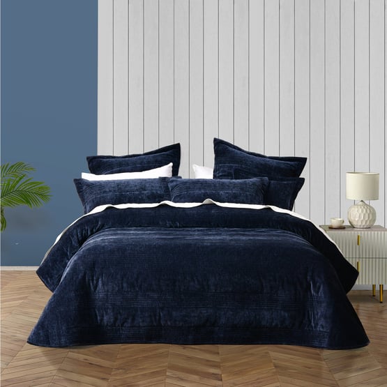 Cyrano Indigo Velvet Coverlet Set