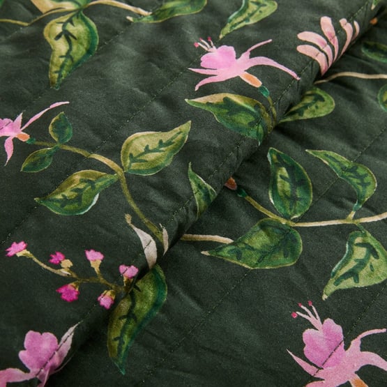 Greta Floral Green Quilted Coverlet Separates