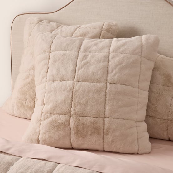 Porter Oat Faux Fur Quilted Coverlet Pillowcases