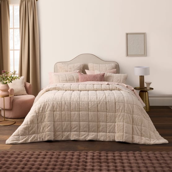 Porter Oat Faux Fur Quilted Coverlet Separates