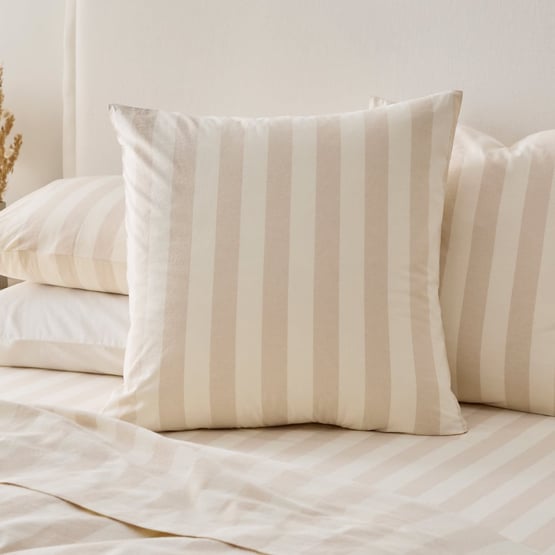 Stonewashed Cotton Natural Block Stripe Pillowcases