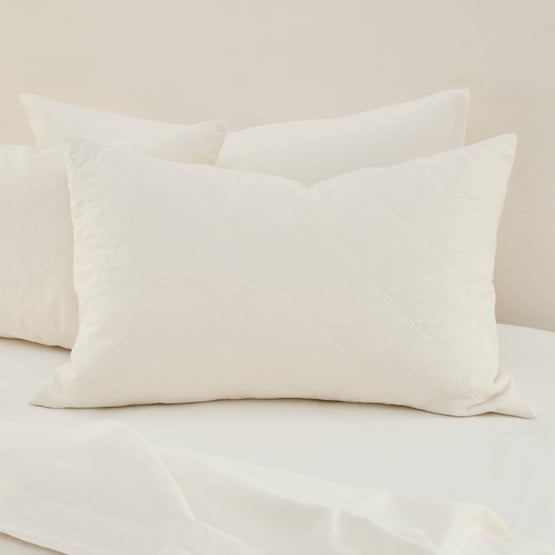 Stonewashed Cotton Coconut Quilted Pillowcases