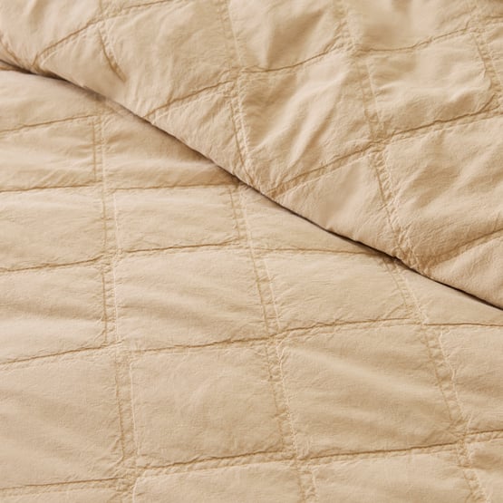 Stonewashed Cotton Sesame Quilted Pillowcases