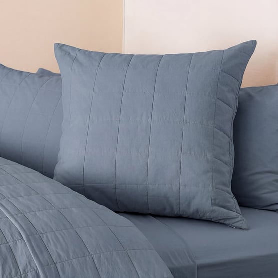 Stonewashed Cotton Bluestone Quilted Pillowcases