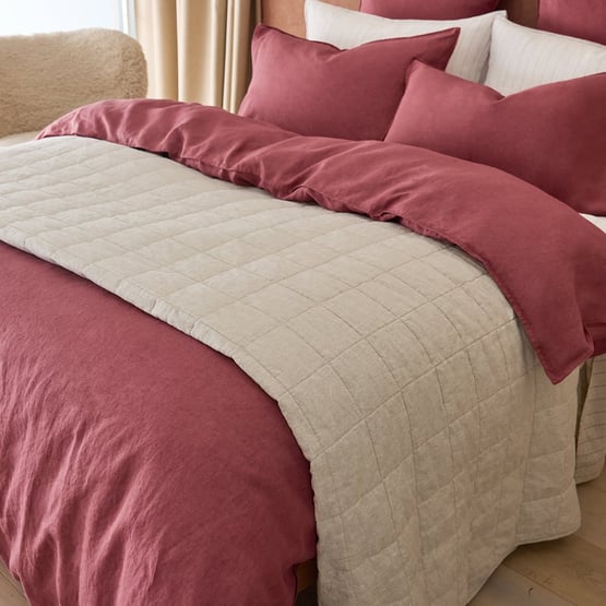 Vintage Washed Linen Linen Quilted Bedcover