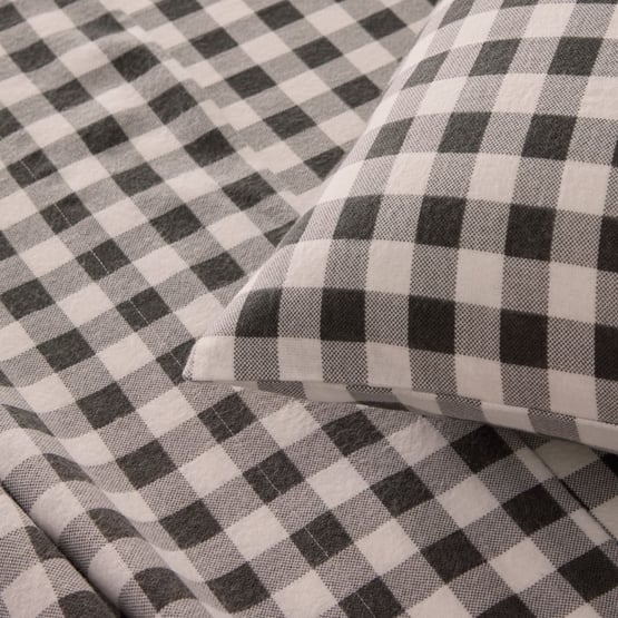 Flannelette Charcoal Check Sheet Set