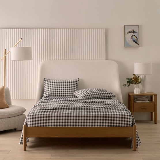 Flannelette Charcoal Check Sheet Set