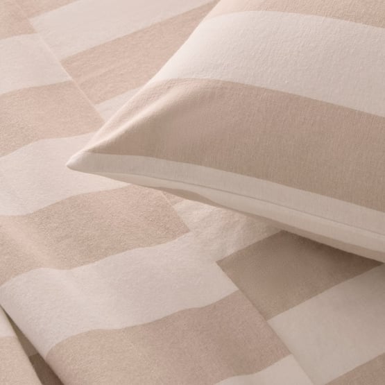 Flannelette Natural Stripe Sheet Set