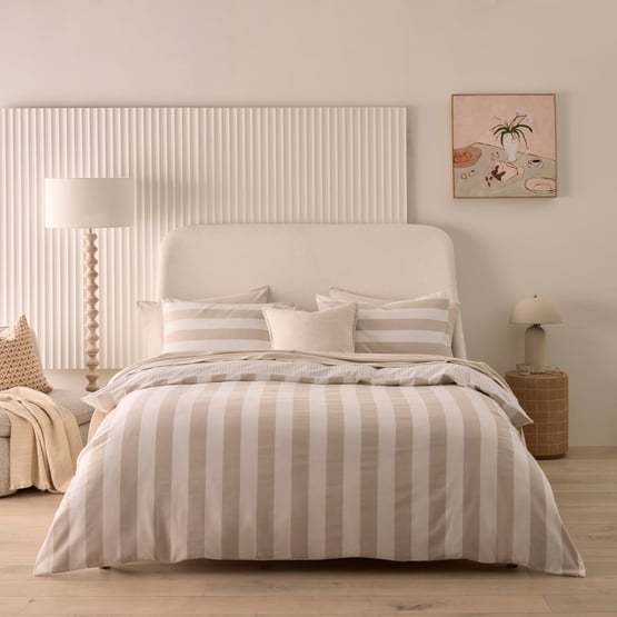 Flannelette Natural Stripe Quilt Cover Set