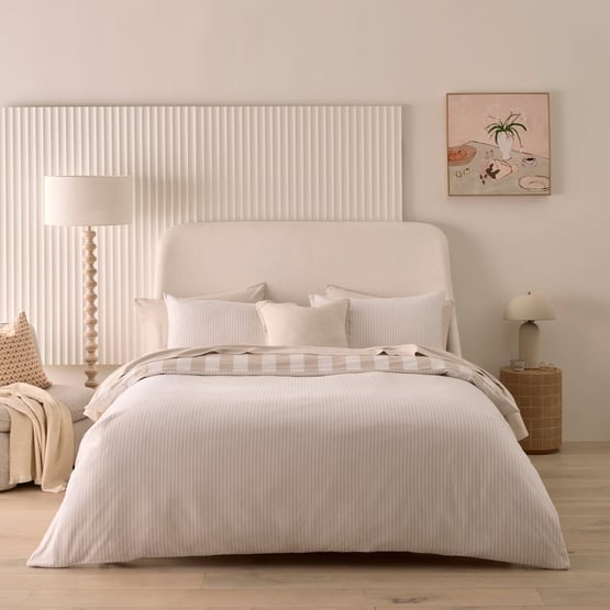 Flannelette Natural Stripe Quilt Cover Set