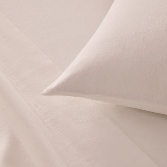 Flannelette Plain Dye White Sheet Set