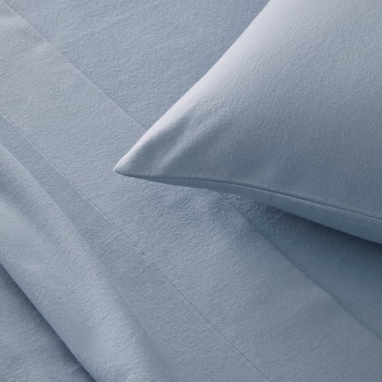 Flannelette Plain Dye Steel Blue Sheet Set