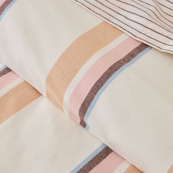 Zara Rose Stripe Flannel Quilt Cover Set