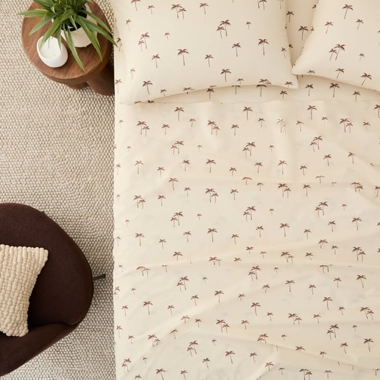 Mini Palm Printed Percale Sheet Set