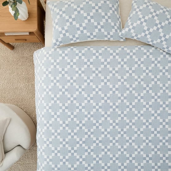 Harry Denim Check Jacquard Quilt Cover Set