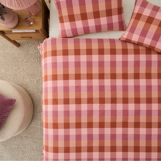 Koko Pink Earth Check Bedlinen