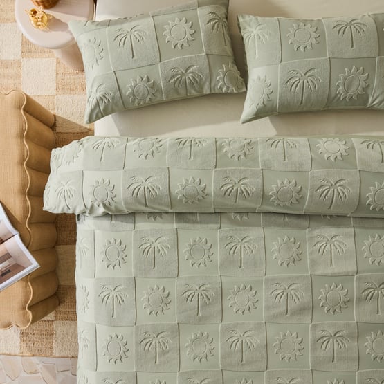 Palm Seafoam Tufted Quilt Cover Set