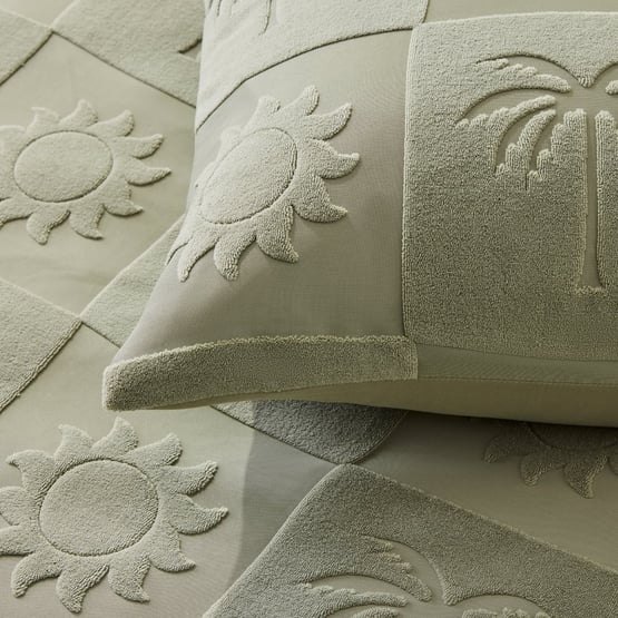 Palm Seafoam Tufted Quilt Cover Set