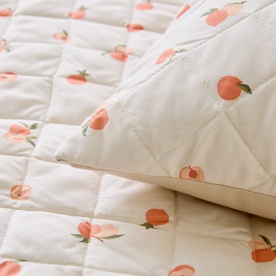 Peaches Peach Quilted Quilt Cover Set