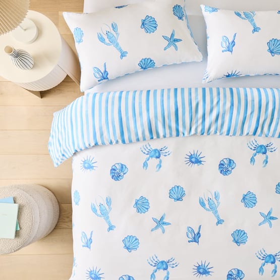 Lobster Love Blue Quilt Cover Set
