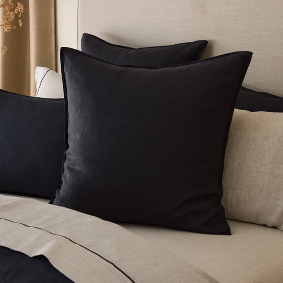 Vintage Washed Linen Liquorice Pillowcases