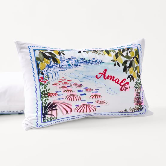 Amalfi White Text Pillowcase
