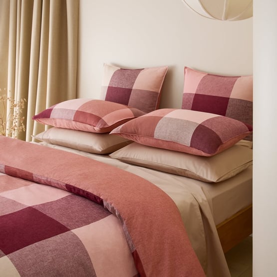 Linen Cotton Newland Earth Check Pillowcase