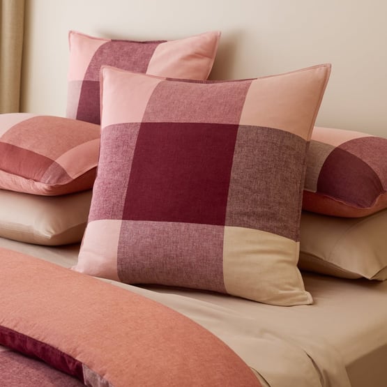 Linen Cotton Newland Earth Check Pillowcase