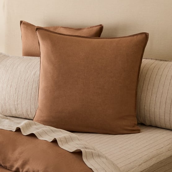 Vintaged Washed Linen Mocha Pillowcases