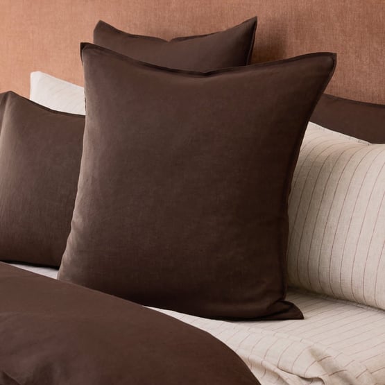 Vintage Washed Linen Chocolate Pillowcases