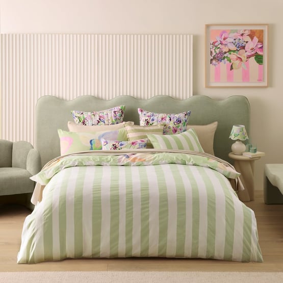Jade Fisher Sweet Bay Magnolia Pistachio Green Quilt Cover Set + Separates