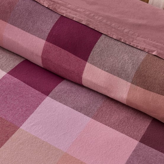 Mulberry Check Ruffle Flannelette Quilt Cover Set + Separates