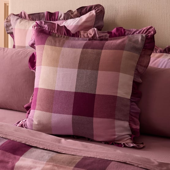 Mulberry Check Ruffle Flannelette Pillowcases