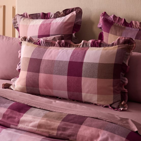 Mulberry Check Ruffle Flannelette Pillowcases