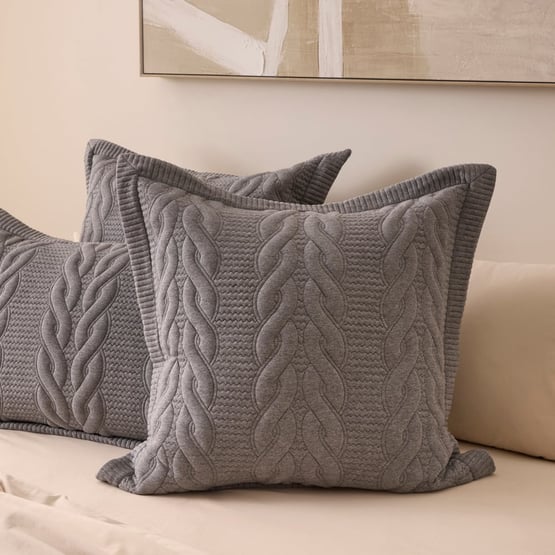 Wells Grey Marle Quilted Jersey Pillowcases