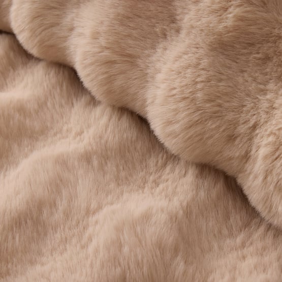 Ripple Faux Fur Natural Quilted Quilt Cover Separates